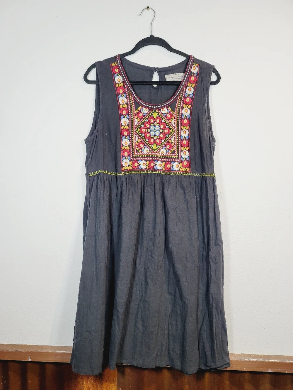 Double D Ranch Embroidered Tank Dress With Colorful Floral Design, Size 1X - Picture 1 of 4
